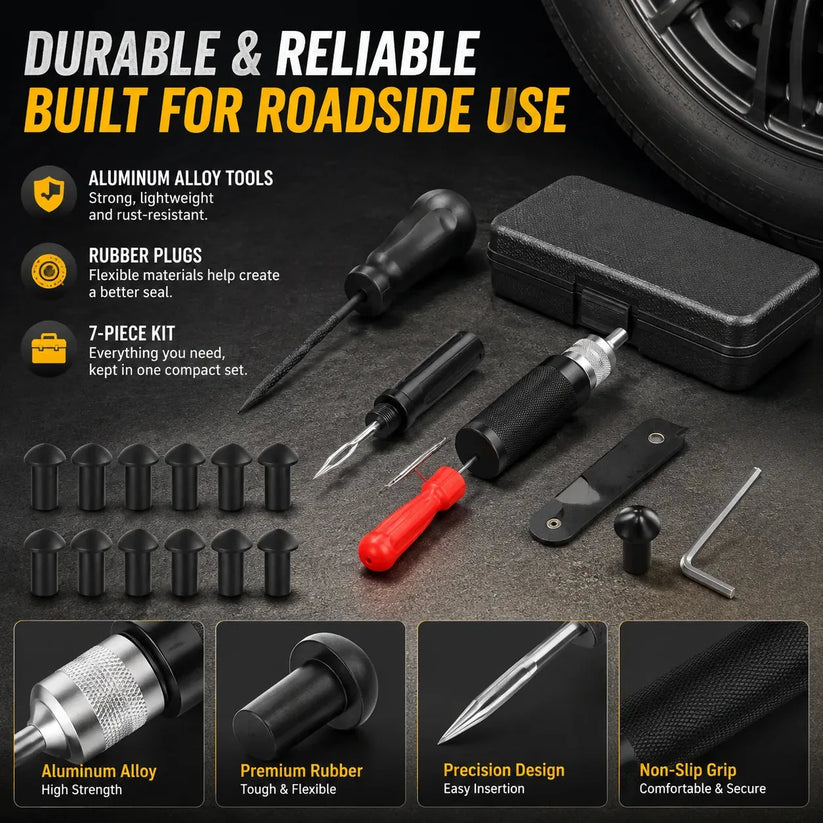 🧰Mushroom Tire Puncture Repair Kit in Leather Case