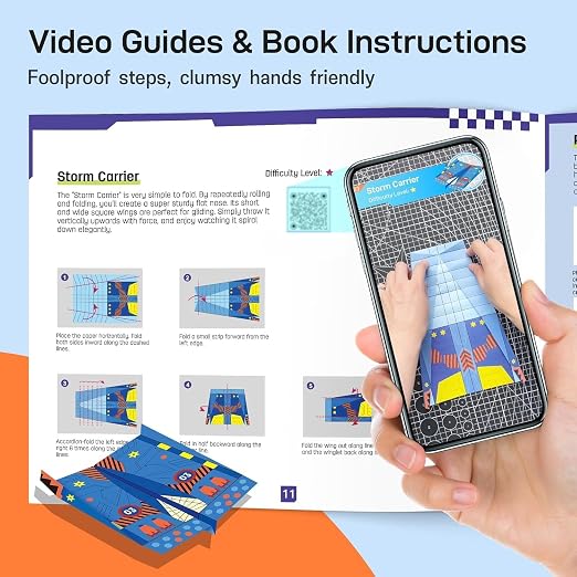 ⭐DIY Paper Airplane Book for Kids🎁16 Foldable Plane Designs
