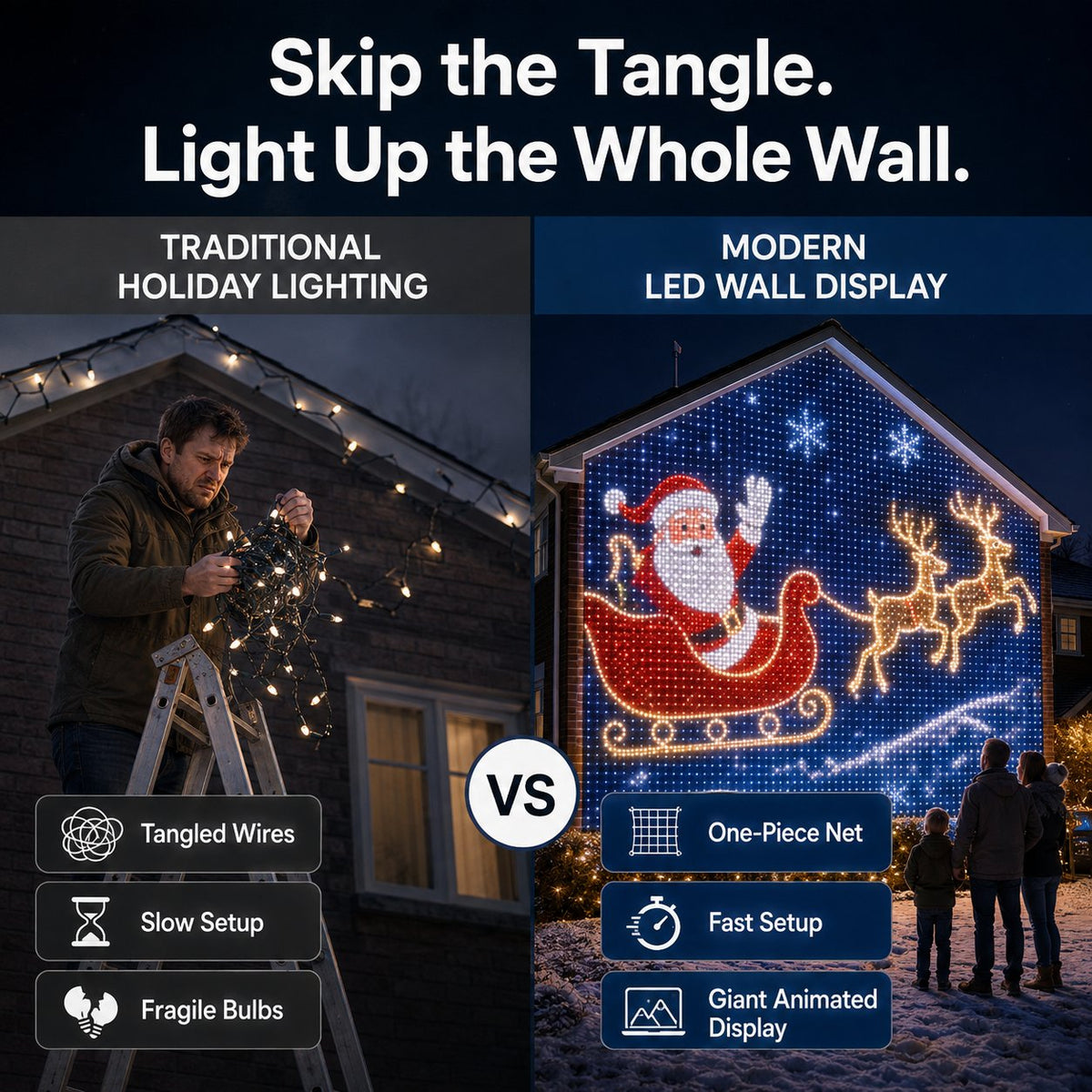 🎄Christmas LED House Net & Smart Outdoor Wall Curtain Light