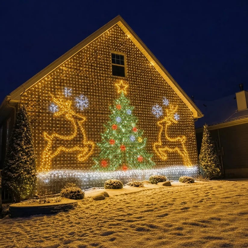 🎄Christmas LED House Net & Smart Outdoor Wall Curtain Light