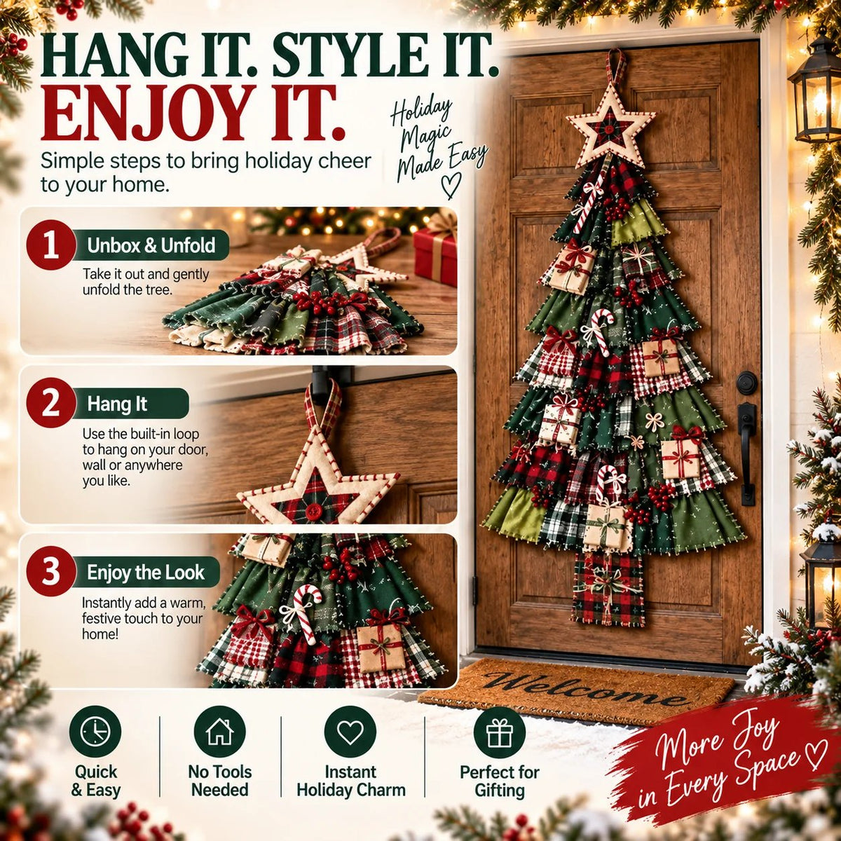 🎄 CHRISTMAS DOOR FAVORITE| DIY Christmas Tree Door Hanging Kit