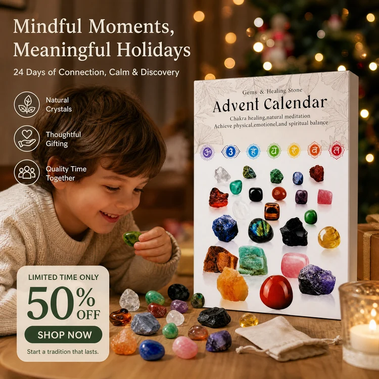 100% Hand-carved -💎Crystals Advent Calendar 2026-24 Days Chakra Crystals&Healing Stones🔮