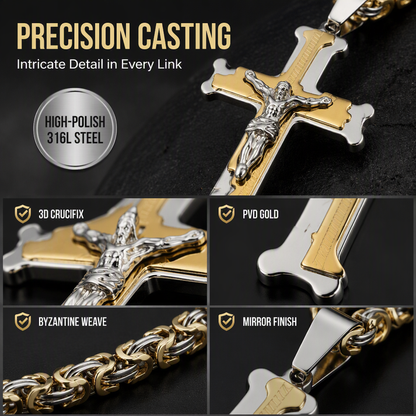 Stainless Steel Crucifix Shaped Jesus Pendant Necklace 