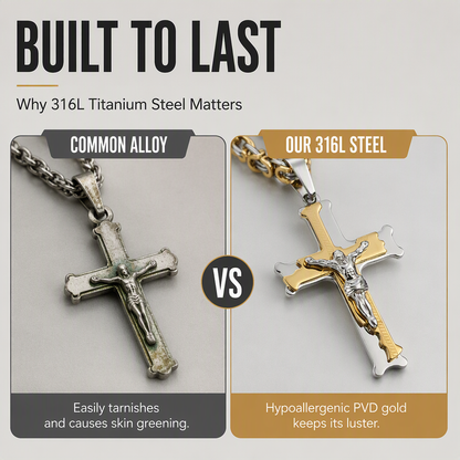 Stainless Steel Crucifix Shaped Jesus Pendant Necklace 