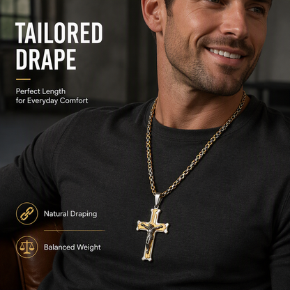 Stainless Steel Crucifix Shaped Jesus Pendant Necklace 