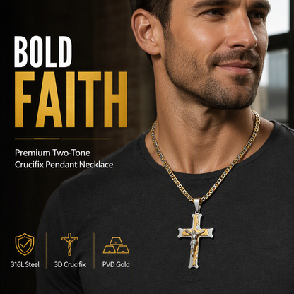 Stainless Steel Crucifix Shaped Jesus Pendant Necklace 