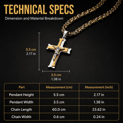 Stainless Steel Crucifix Shaped Jesus Pendant Necklace 