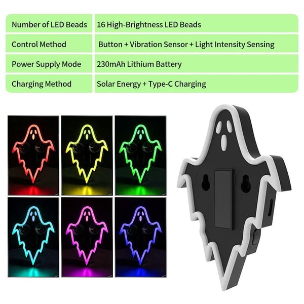 Solar Halloween Neon Light – Add a Spooky Glow to Your Car, Room & Party