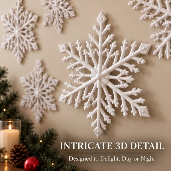 ❄️ LED Snowflake Wall Lights | 3D Christmas Snowflake Décor with Blue & White Glow, Remote Control