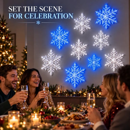 ❄️ LED Snowflake Wall Lights | 3D Christmas Snowflake Décor with Blue & White Glow, Remote Control