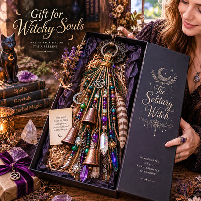 🌙 Witchy Door Charm | Celestial Hanging Décor with Moons, Crystals, Beads, Feathers & Vintage Bells for Doors