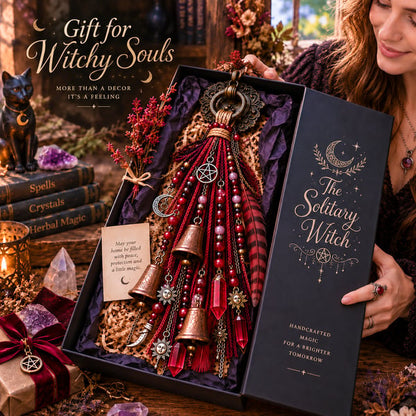 🌙 Witchy Door Charm | Celestial Hanging Décor with Moons, Crystals, Beads, Feathers & Vintage Bells for Doors