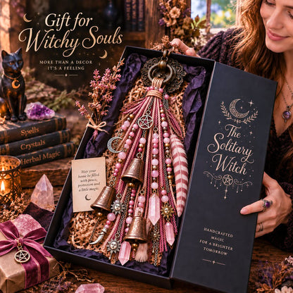 🌙 Witchy Door Charm | Celestial Hanging Décor with Moons, Crystals, Beads, Feathers & Vintage Bells for Doors