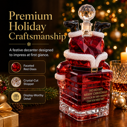 dht™⭐Santa Stuck in Chimney Decanter Whiskey Bottle