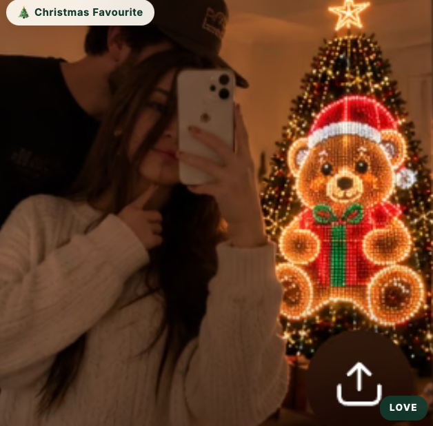 Christmas tree with animated teddy bear lights