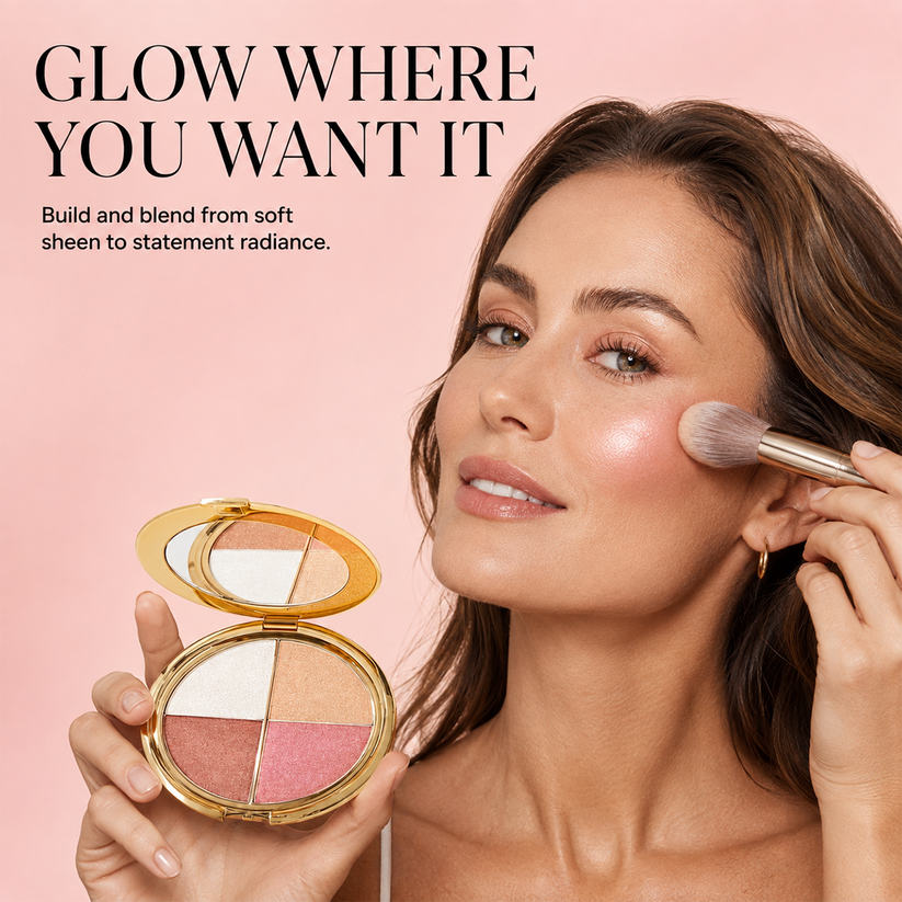 💄All‑In‑One Glow Makeup Palette: Eyeshadow, Blush, Highlighter, Contour Compact