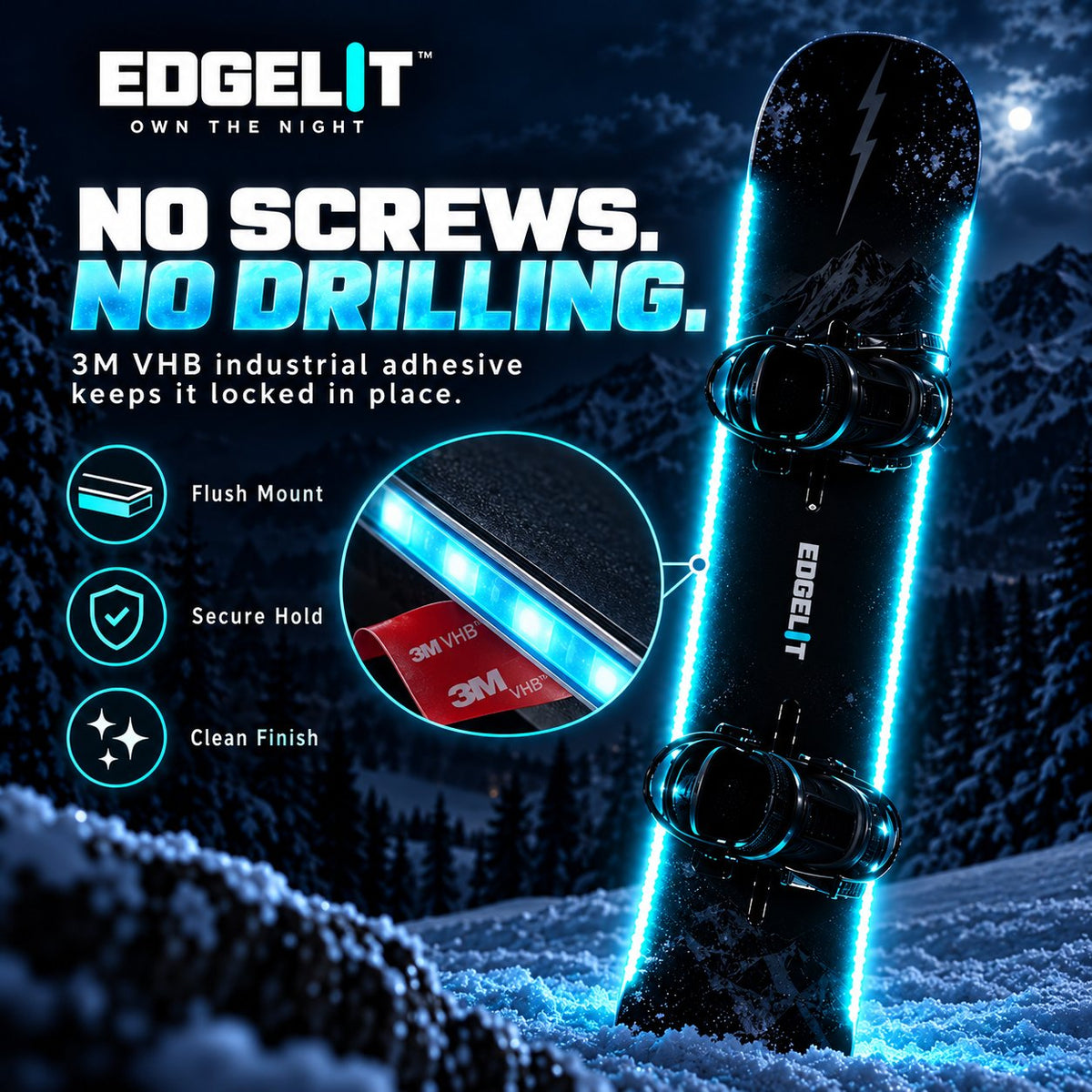 🏂 LED Snowboard Edge Light Kit – 7-Color Night Riding System