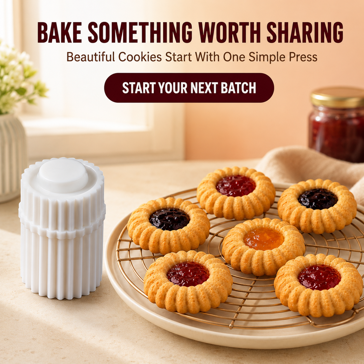 dht™⭐ Spiral Jam Cookie Press Mold – Beautiful Bakery-Style Cookies Made Easy