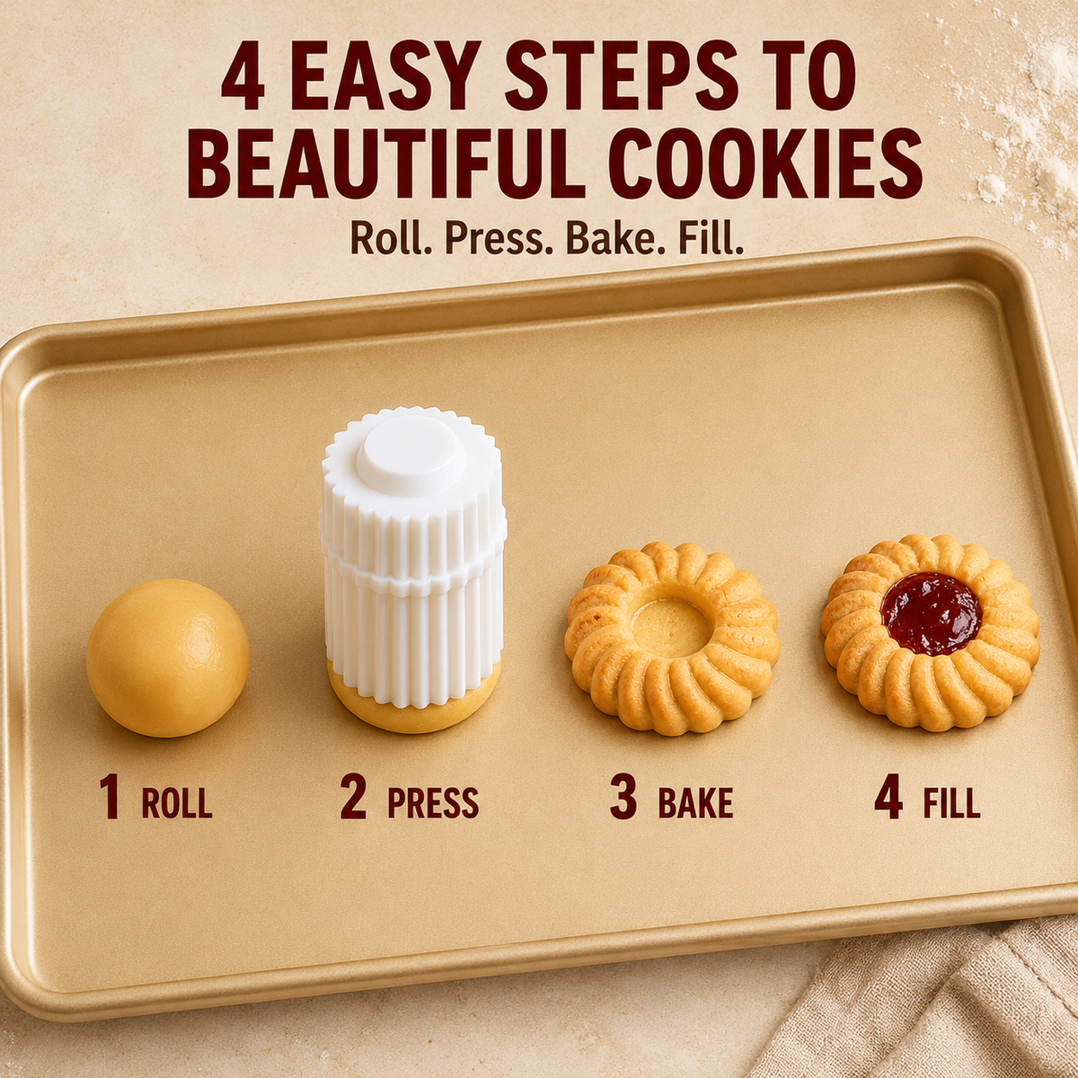 dht™⭐ Spiral Jam Cookie Press Mold – Beautiful Bakery-Style Cookies Made Easy
