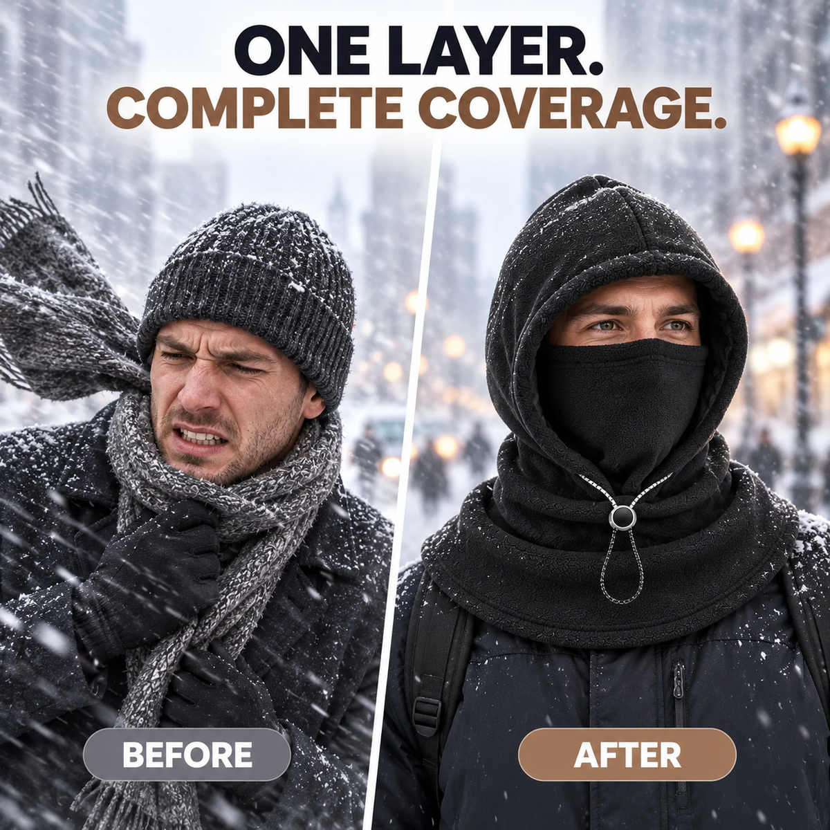 🧣❄️ 3-in-1 Winter Fleece Balaclava Hood - Warm Face, Ear & Neck Cover
