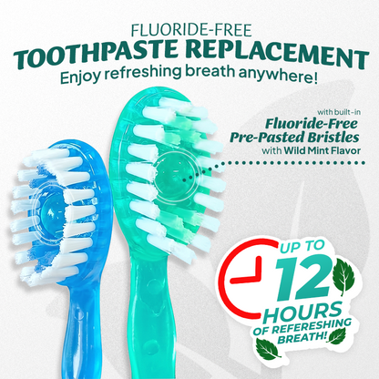 dht™⭐ 6-in-1 Ready-to-Go Mini Travel Toothbrush with Floss & Toothpick, No Rinsing Needed, Individually Wrapped & TSA Friendly