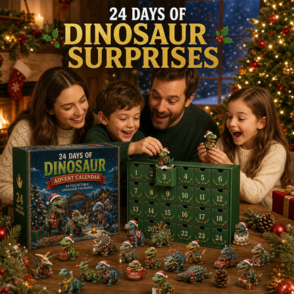 🦖 24 Days of Dinosaur Christmas Advent Calendar – 24 Collectible Dino Figurines & Holiday Surprises