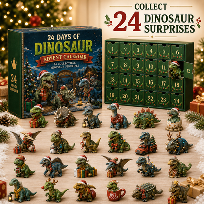 🦖 24 Days of Dinosaur Christmas Advent Calendar – 24 Collectible Dino Figurines & Holiday Surprises