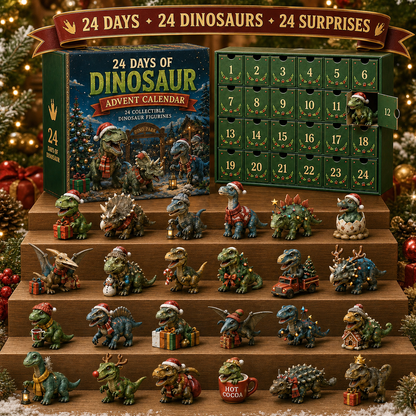 🦖 24 Days of Dinosaur Christmas Advent Calendar – 24 Collectible Dino Figurines & Holiday Surprises