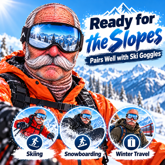 😎Funny ski mask with a realistic face – fun winter party equipment for outdoor groups
