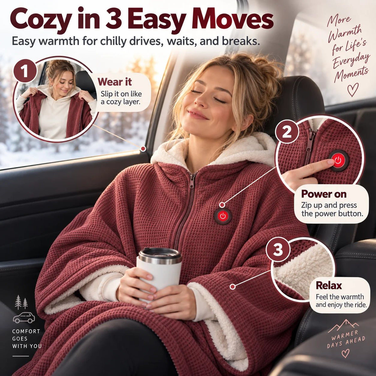 🧣 Wearable Heated Blanket – Cozy Hands-Free Warmth