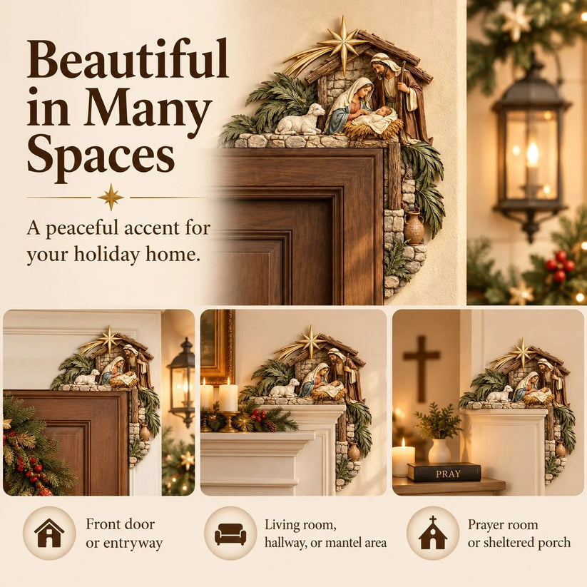 🎄 Christmas Nativity Door Frame Corner Decor — A Meaningful Holiday Accent ✨