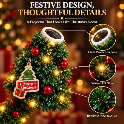 Christmas Tree Shape Projector Light, Dual Holiday Halloween & Christmas Pattern Projection Lamp for Home Party Decor