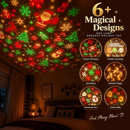 Christmas Tree Shape Projector Light, Dual Holiday Halloween & Christmas Pattern Projection Lamp for Home Party Decor
