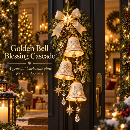 Golden Bell Blessing Cascade™ – Lighted Christmas Door Decor
