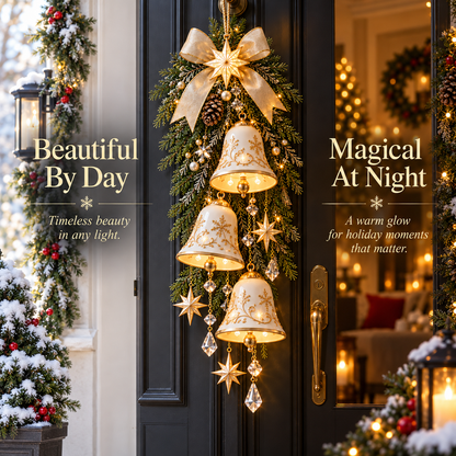Golden Bell Blessing Cascade™ – Lighted Christmas Door Decor