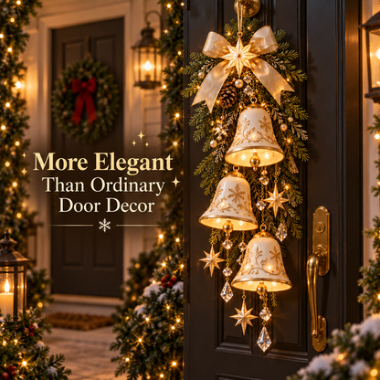 Golden Bell Blessing Cascade™ – Lighted Christmas Door Decor