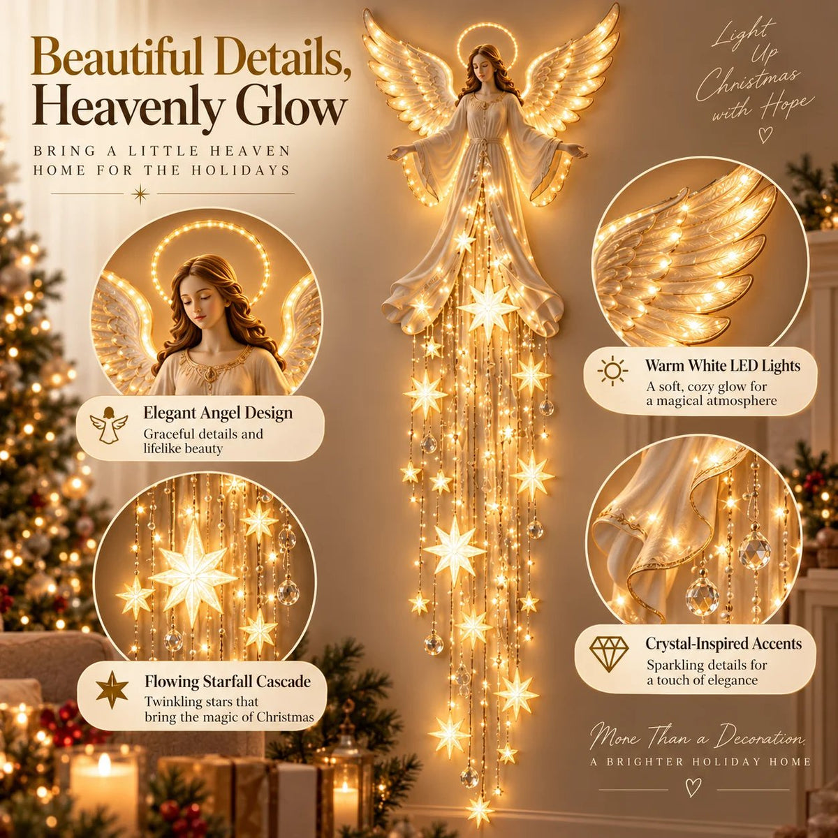 ✨Angel Blessing Starfall Wall Light – Angel Christmas Wall Decor