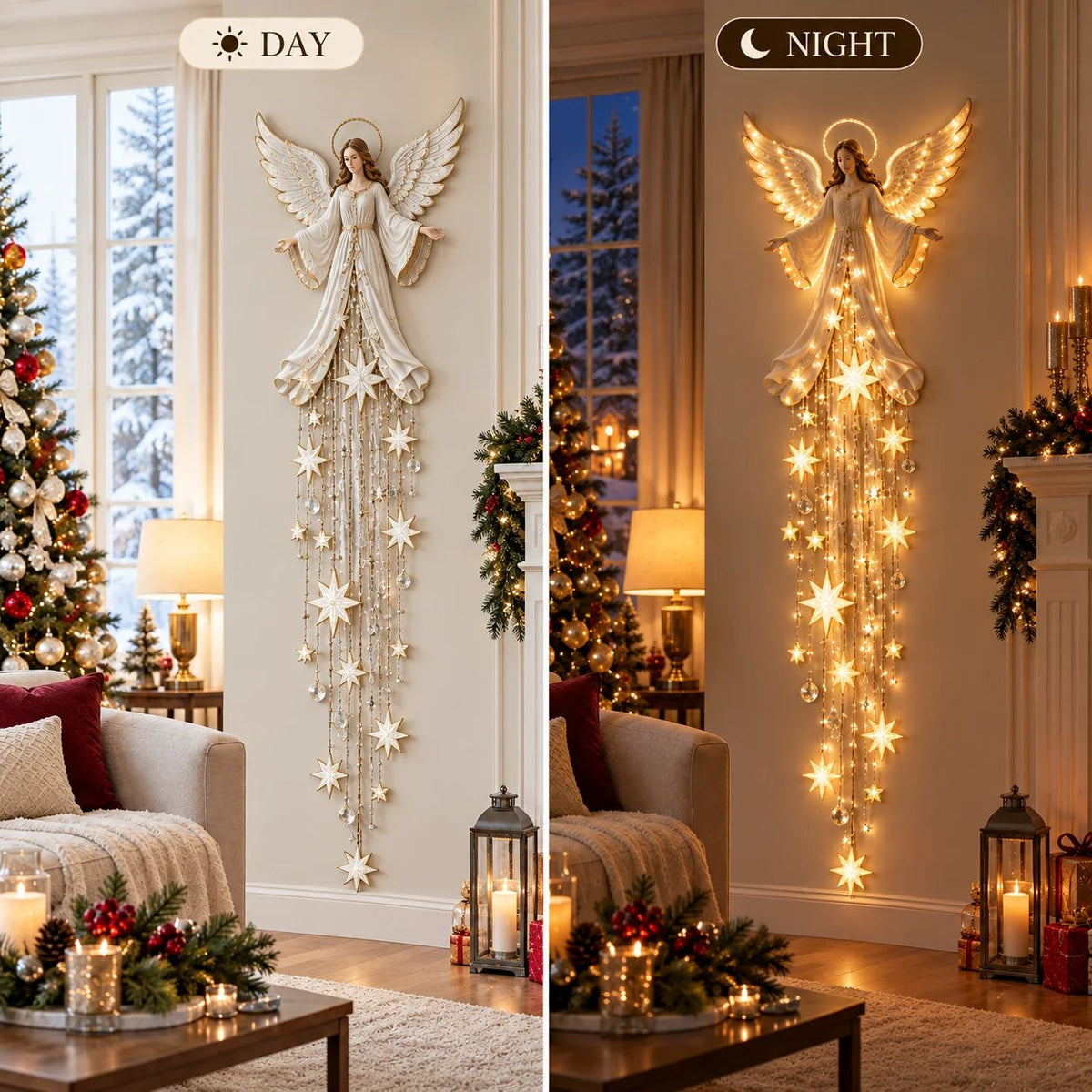 ✨Angel Blessing Starfall Wall Light – Angel Christmas Wall Decor