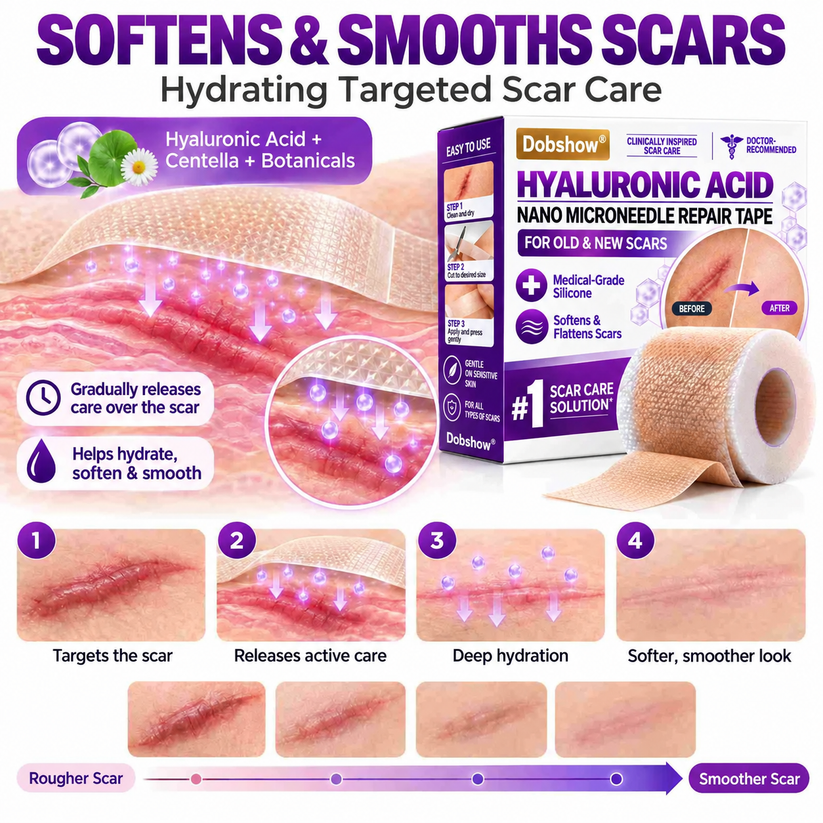 Medical-Grade Nano Microneedle Scar Repair Tape: Targeted Scar Care For Surgical, C-Section, Raised & Stubborn Scars