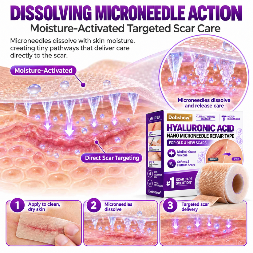 Medical-Grade Nano Microneedle Scar Repair Tape: Targeted Scar Care For Surgical, C-Section, Raised & Stubborn Scars