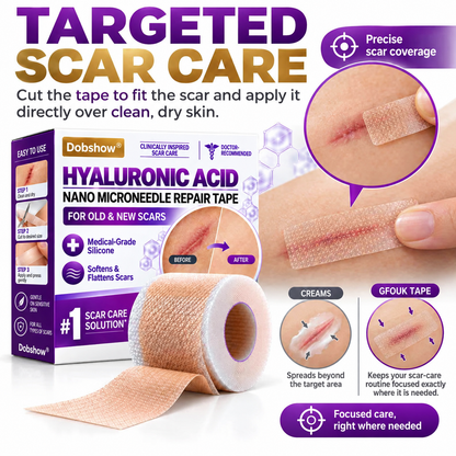 Medical-Grade Nano Microneedle Scar Repair Tape: Targeted Scar Care For Surgical, C-Section, Raised & Stubborn Scars