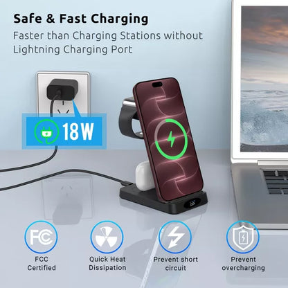 3-in-1 Wireless Charging Station with Apple Watch Charger