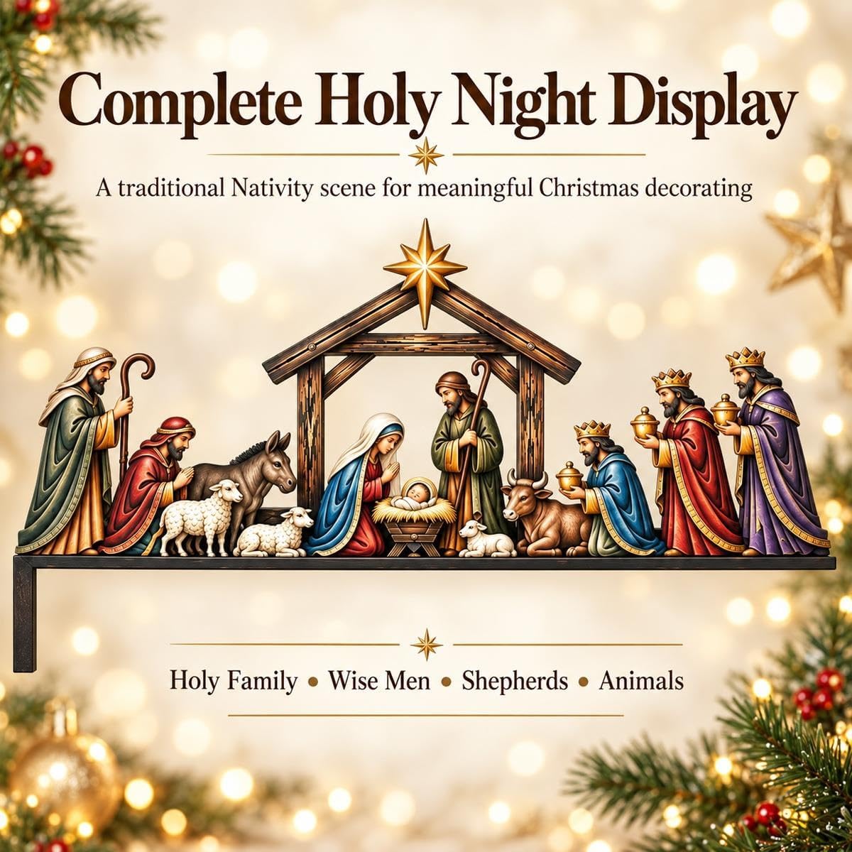 Nativity Scene Door Topper Christmas Front Door Frame Decor for Entryway