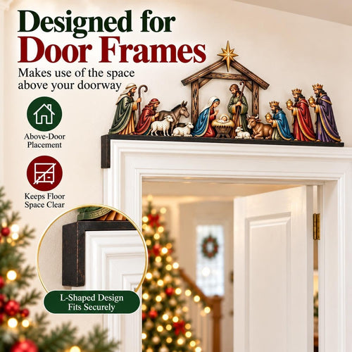 Nativity Scene Door Topper Christmas Front Door Frame Decor for Entryway