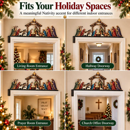 Nativity Scene Door Topper Christmas Front Door Frame Decor for Entryway