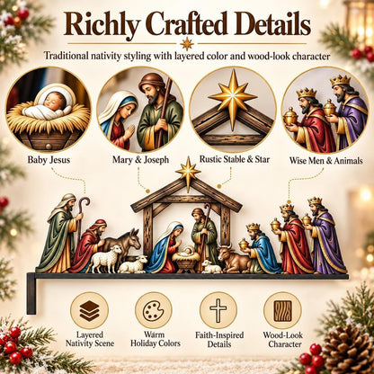 Nativity Scene Door Topper Christmas Front Door Frame Decor for Entryway