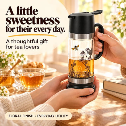 🍯 12 oz Glass Honey & Syrup Dispenser with One-Hand Control