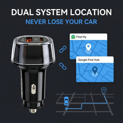 2-in-1 Compact Car Charger GPS Tracker Adapter