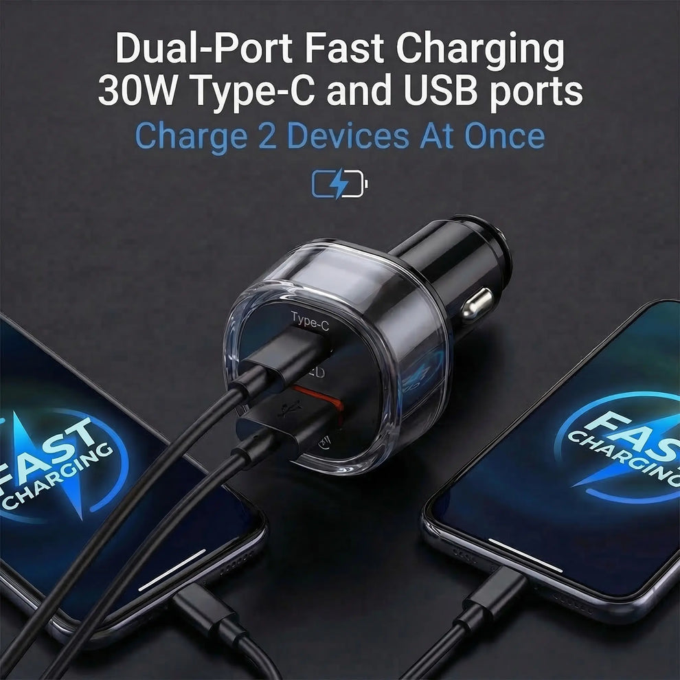 2-in-1 Compact Car Charger GPS Tracker Adapter