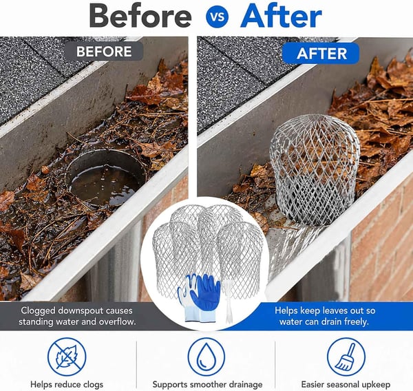 （ 6 PCS）Aluminum Alloy Gutter Guard, Clog‑Free Leaf & Debris Catcher for Gutter Downspout Household Drainage